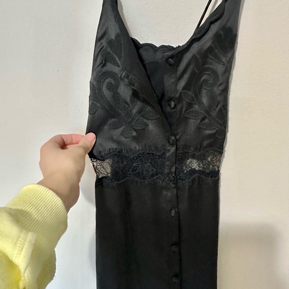 Zara Black Button-Down Lace Chemise
